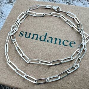 Sundance $168 NEW 18" Adjustable Paperclip Italy Sterling Silver Link Necklace